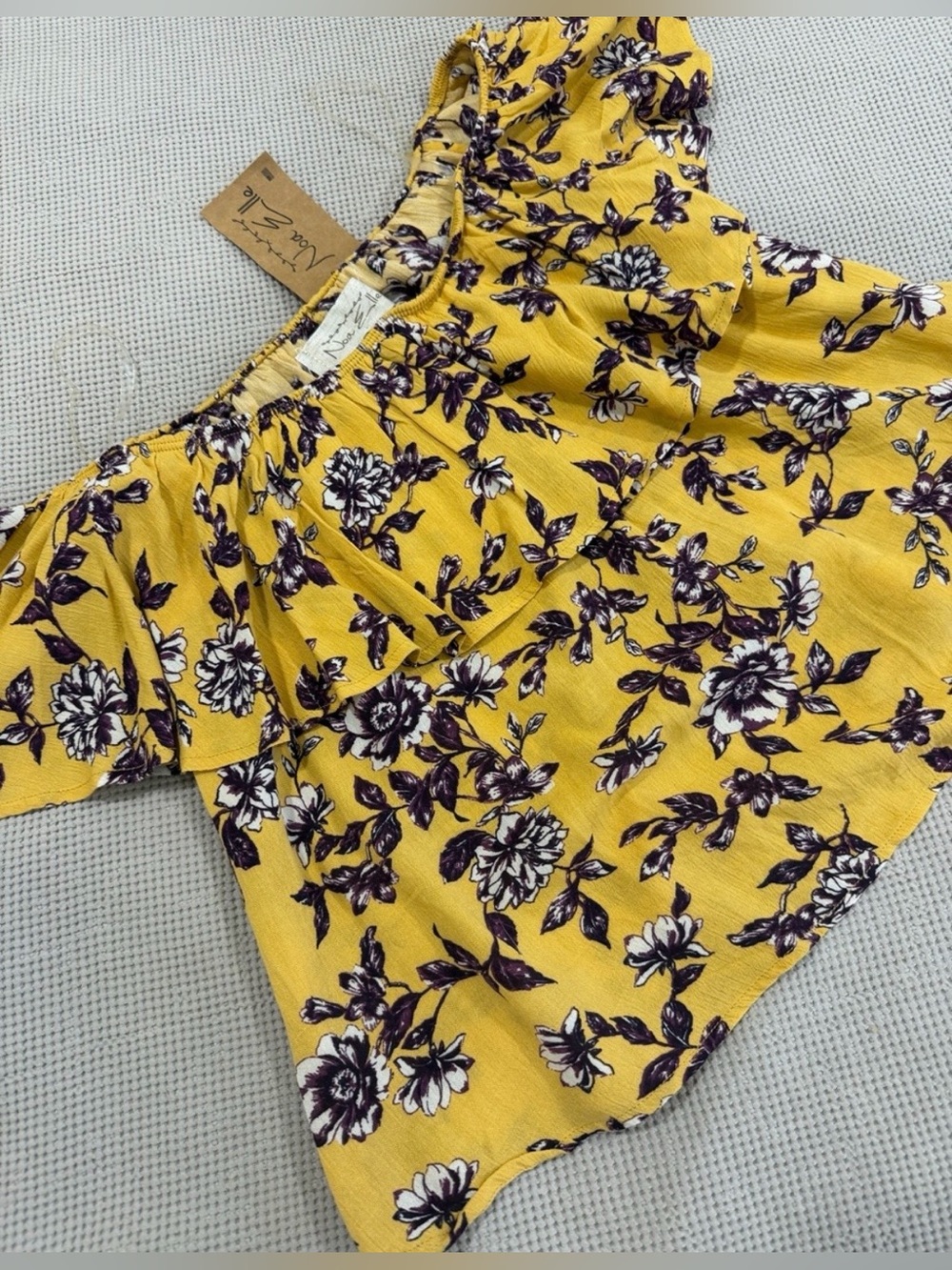 Yellow Floral Off-Shoulder Blouse